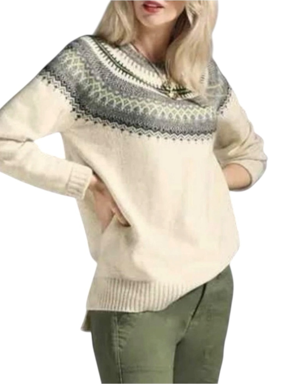 Cabi Shetland Pullover Fair Isle Sweater